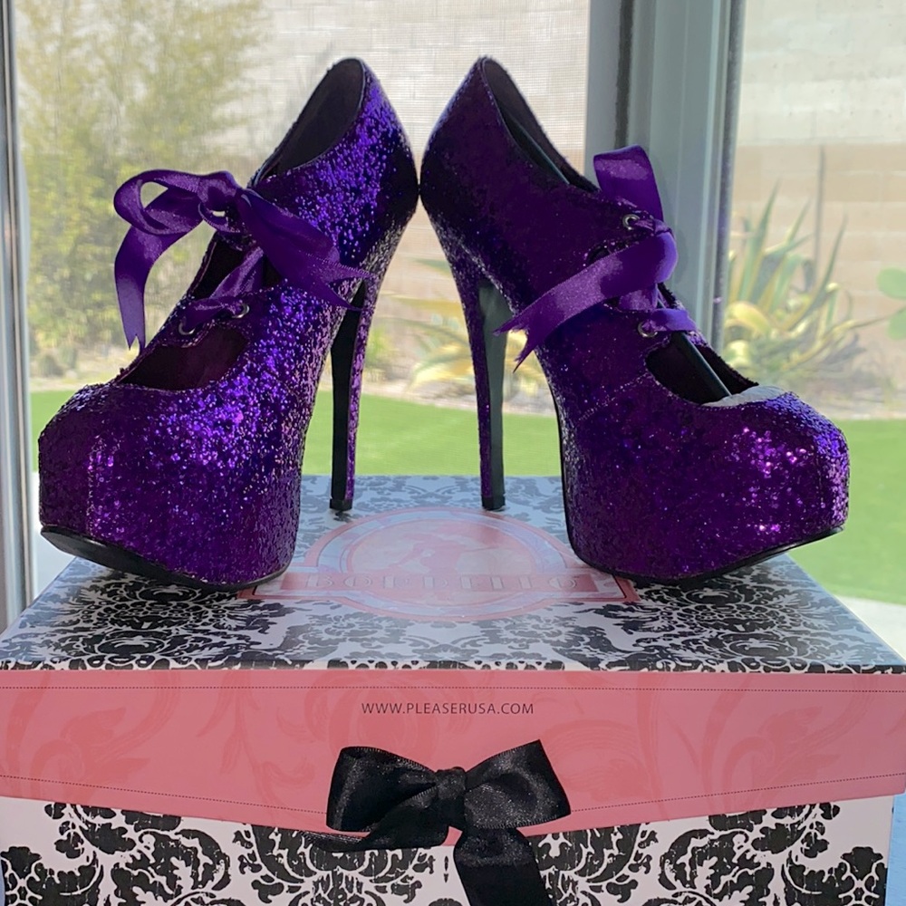 Brand New Never Worn Purple Glitter Heels